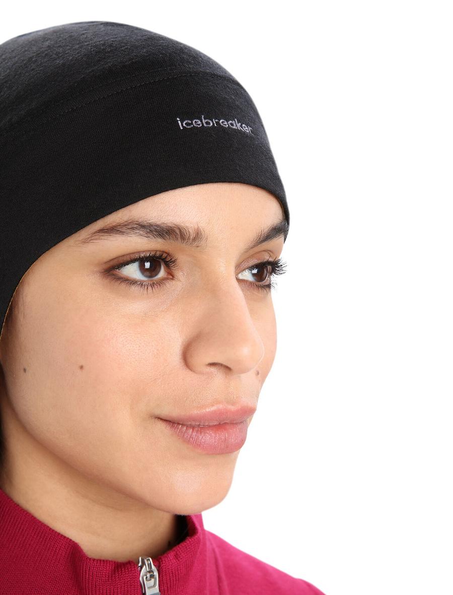 Chapeaux Icebreaker Unisex Merino Quantum Beanie Femme Noir | FR 1472MQZA